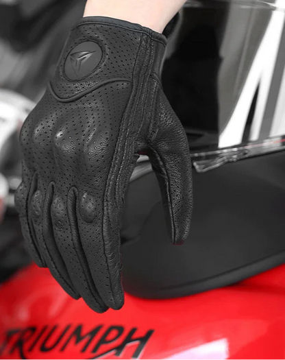 Full Finger Perforated Retro Racing Gloves by RiderOut™