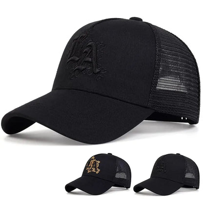 LA Letter Embroidery Baseball Net Caps by RiderOut™