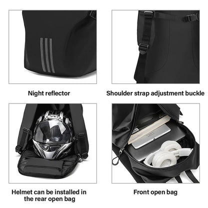 Black Motorcycle Helmet Waterproof Backpack by RiderOut™