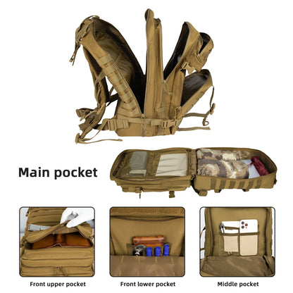 Military Tactical Backpack 45L Large  by RiderOut™