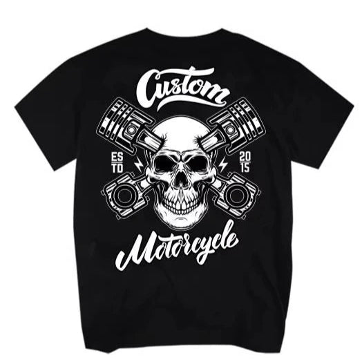 Black Retro Custom Motorcycle Wings T-shirt by RiderOut™