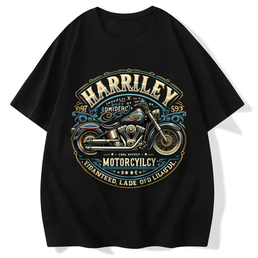 H D Print Motorcycle Cotton T-shirt by RiderOut™