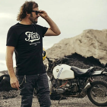 Black Fuel Motorcycles Cotton T-shirt by RiderOut™