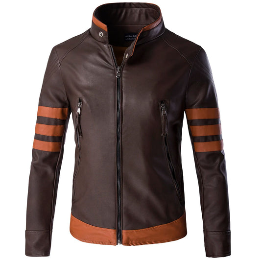 Slim Fit Retro Locomotive Logan PU Leather Jacket by RiderOut