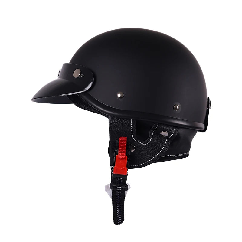 Black Half Shell with Neck Warmer Motorcycle Helmet by RiderOut™