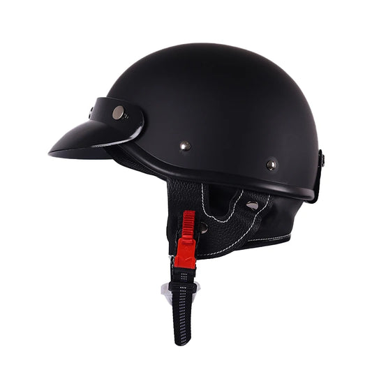 Black Half Shell with Neck Warmer Motorcycle Helmet by RiderOut™