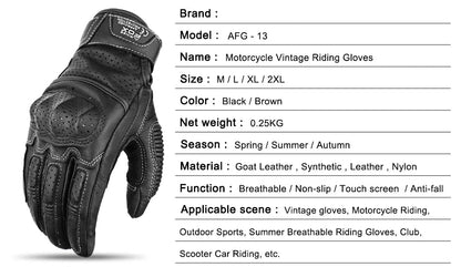 Vintage Leather Motorcycle Gloves by RiderOut™