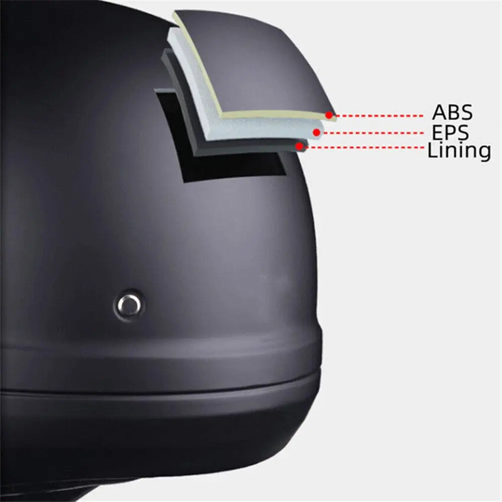 Retro Full Face Matte Black Modular Classic Motorcycle Helmet by RiderOut™