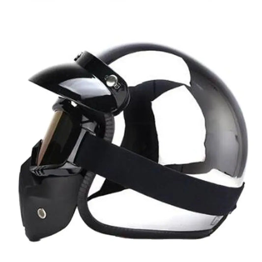 Chrome Retro Motorcycle Full Face Helmet by RiderOut™