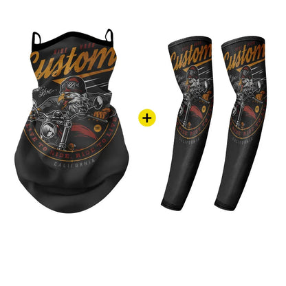 Motorcycle Rider Face Mask with Anti-UV Arm Tattoo Sleeves by RiderOut