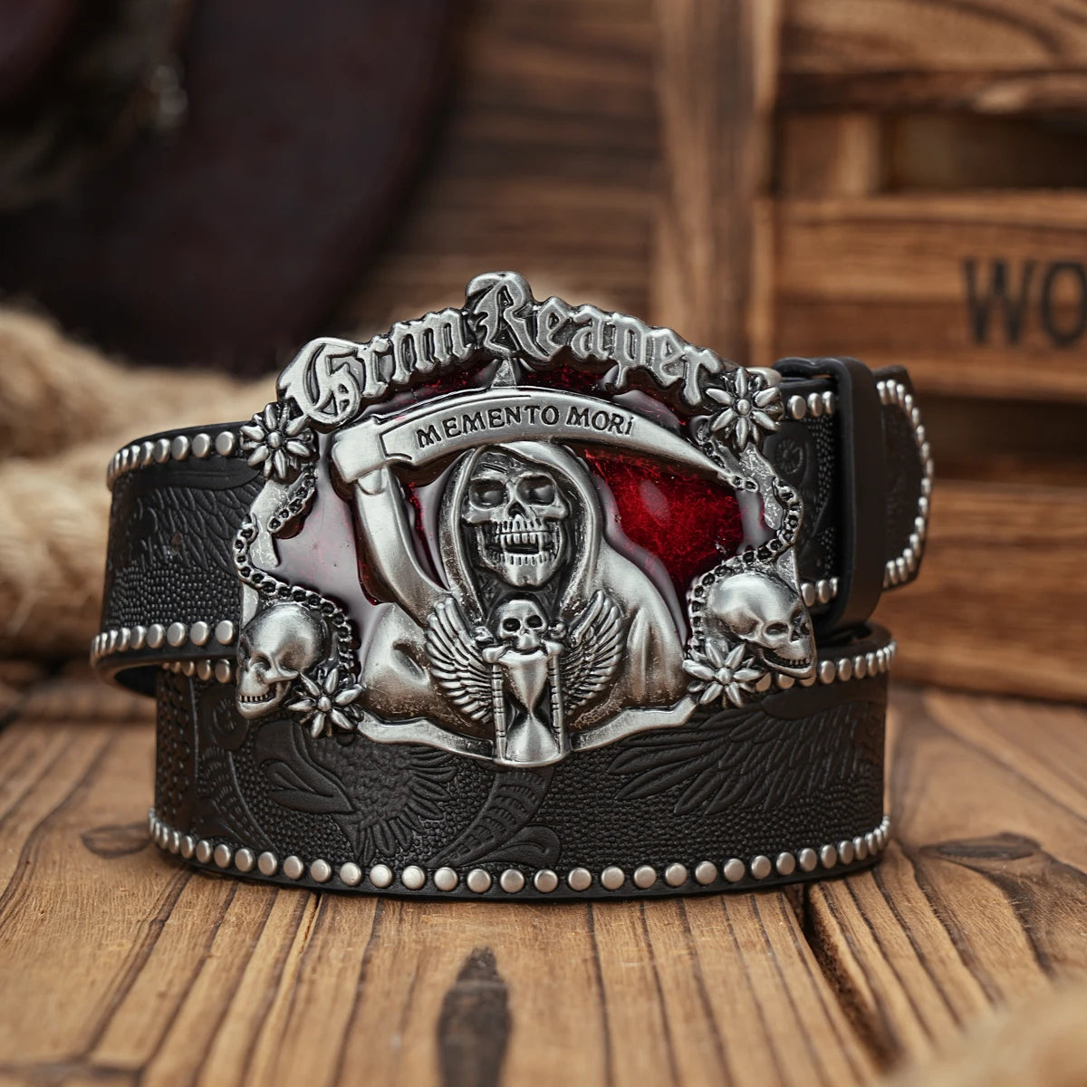 Skull Engraved Buckle PU Leather Belts by RiderOut