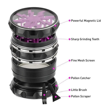 2.5inch Hand Crank Aluminium Grinder with Clear Top by RiderOut™