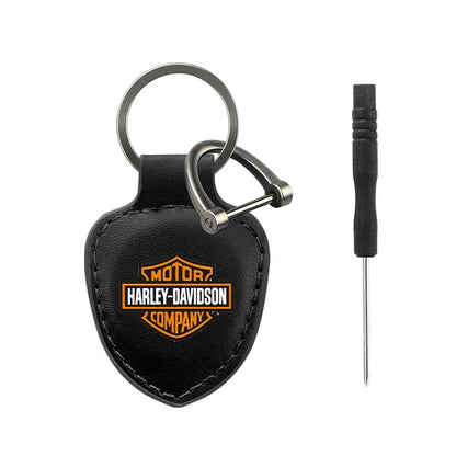 HD Motorcycle Shield Leather Key Rings Keychain by RiderOut™