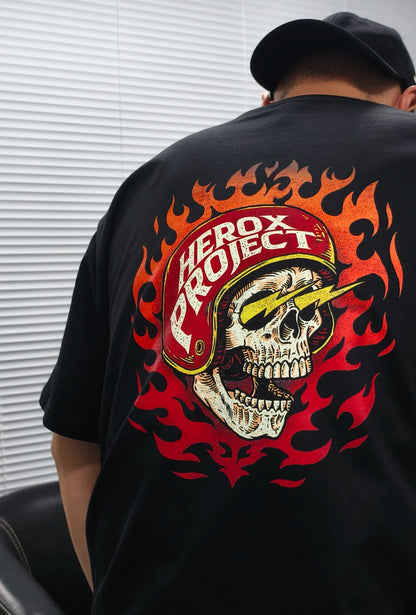 HD Classic Vintage Fire Skull Lightning Eye Motorcycle T-shirt