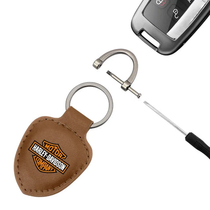 HD Motorcycle Shield Leather Key Rings Keychain by RiderOut™