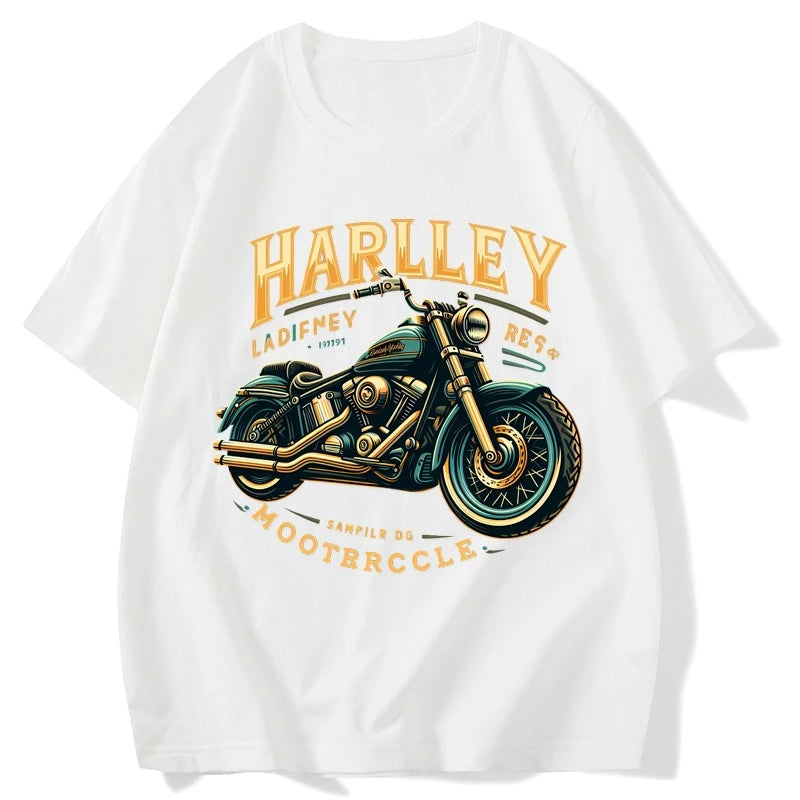 Retro H D Design Print Loose Cotton T-Shirt by RiderOut™