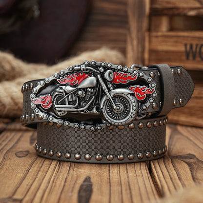 Motorcycle Engraved Buckle PU Leather Belts by RiderOut