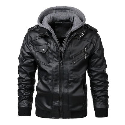 Hooded Motorcycle PU Jacket by RiderOut