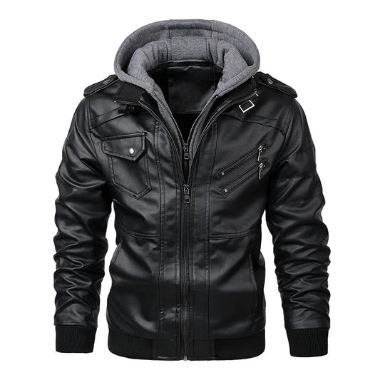 Hooded Motorcycle PU Jacket by RiderOut