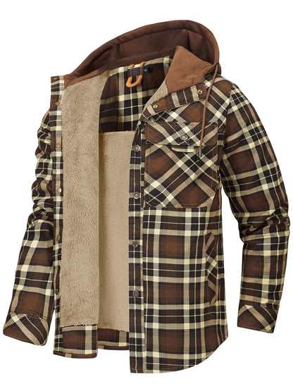 Plaid Flannel Snap Fleece Warm Hoodie by RiderOut