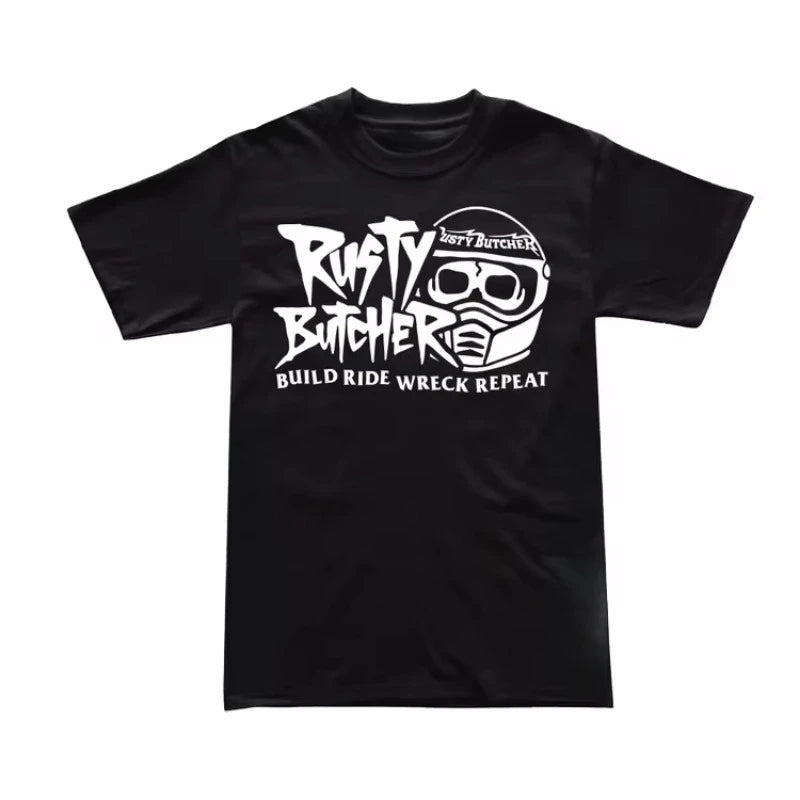 Black RustyButcher Motorcycle Vintage T-shirt by RiderOut™
