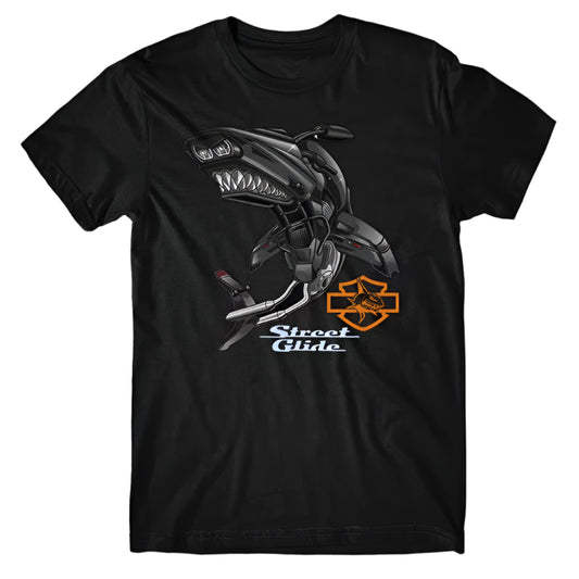 HD Road Glide Motorcycle Shark Inspiration T-Shirt by RiderOut™