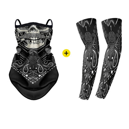 Motorcycle Rider Face Mask with Anti-UV Arm Tattoo Sleeves by RiderOut
