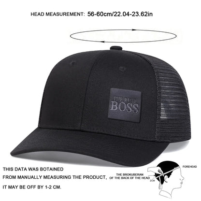 THE REAL BOSS Letter Leather Label Baseball Net Caps by RiderOut™