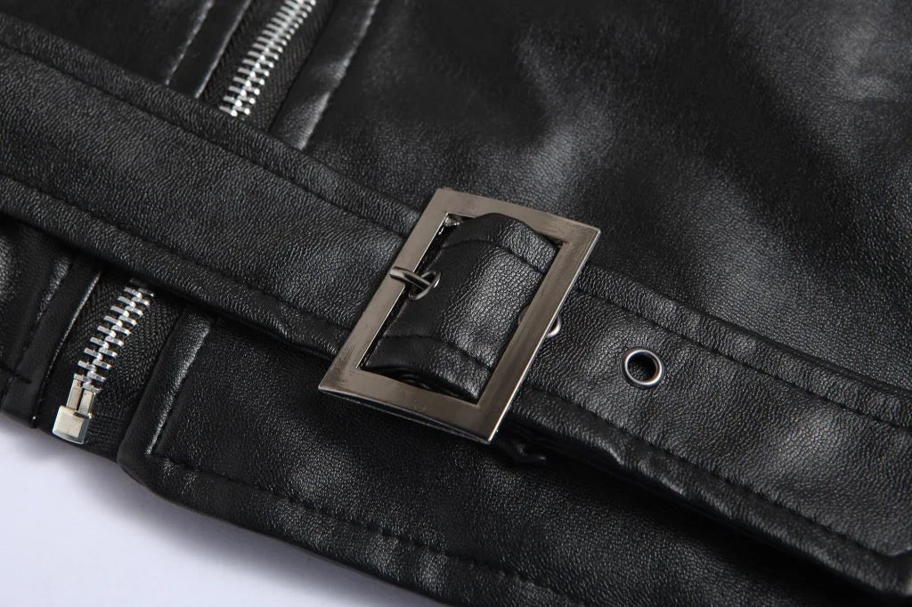 Slim Fit PU Leather Motorcycle Jacket by RiderOut