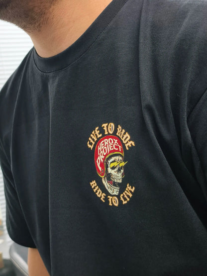 HD Classic Vintage Fire Skull Lightning Eye Motorcycle T-shirt