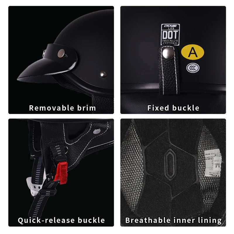 Black Half Shell with Neck Warmer Motorcycle Helmet by RiderOut™