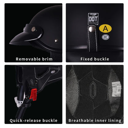 Black Half Shell with Neck Warmer Motorcycle Helmet by RiderOut™