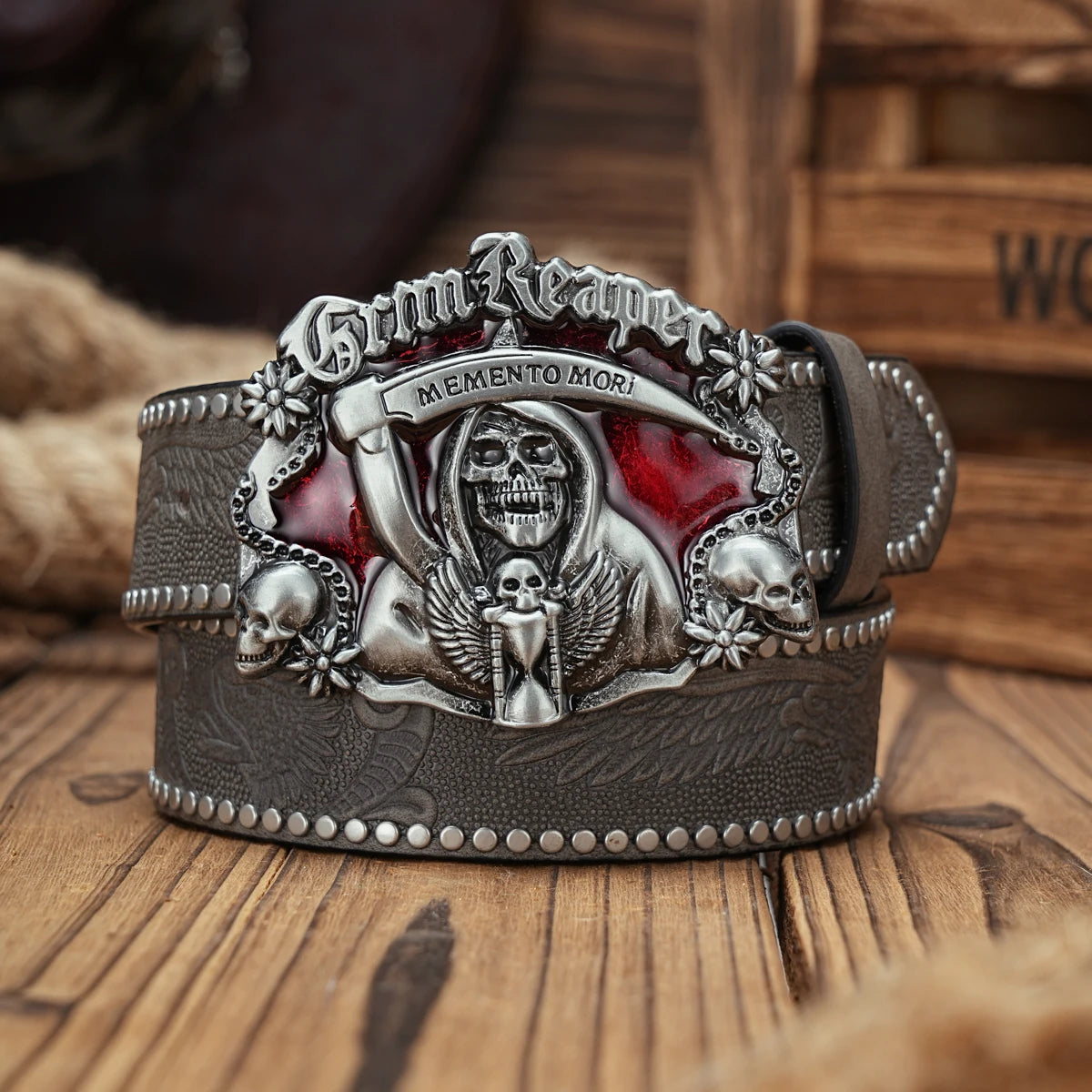 Skull Engraved Buckle PU Leather Belts by RiderOut