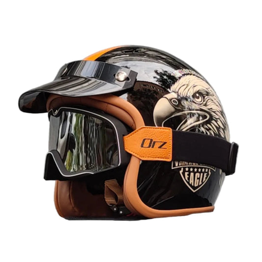 Retro Half Open Designer Motorcycle Helmet by RiderOut™