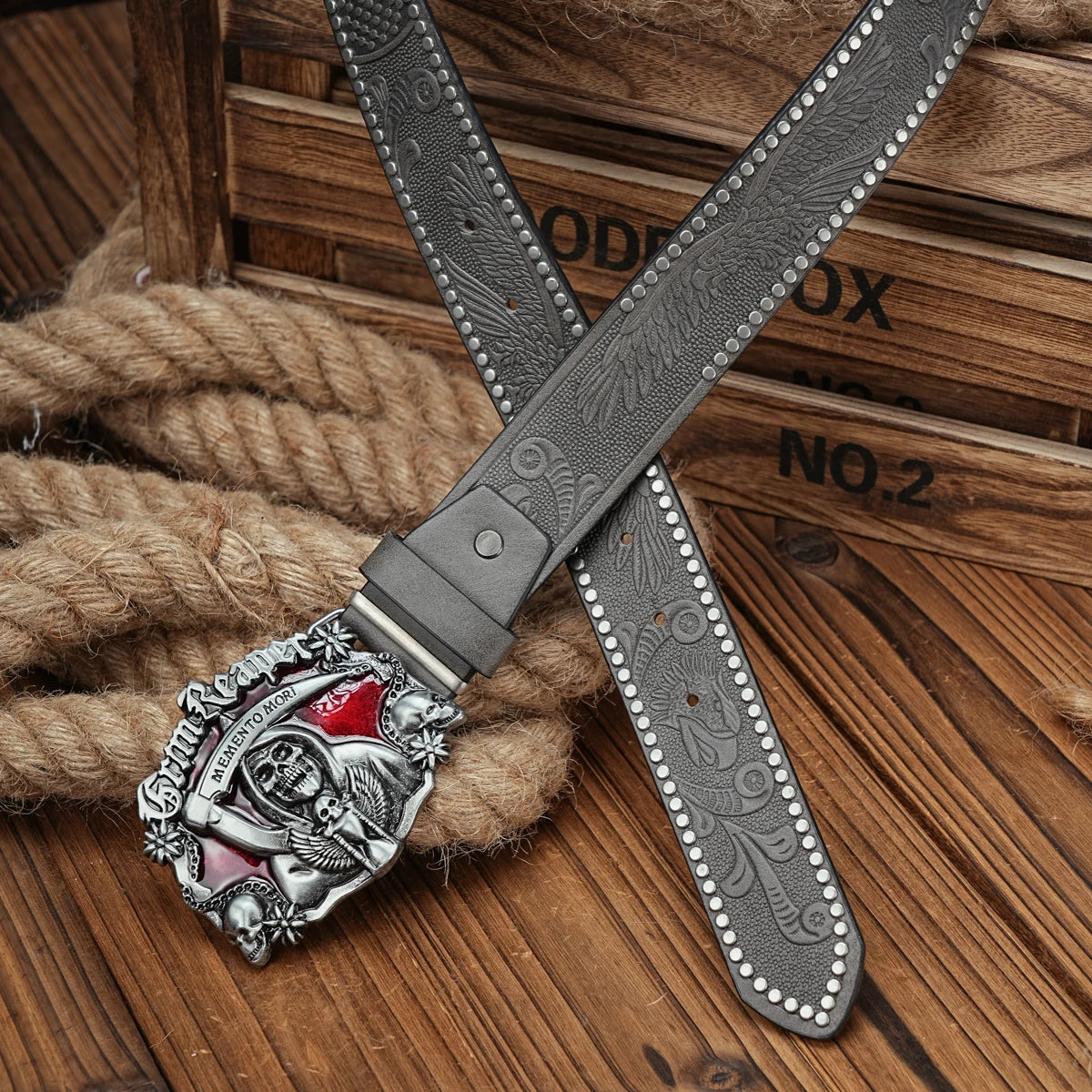 Skull Engraved Buckle PU Leather Belts by RiderOut