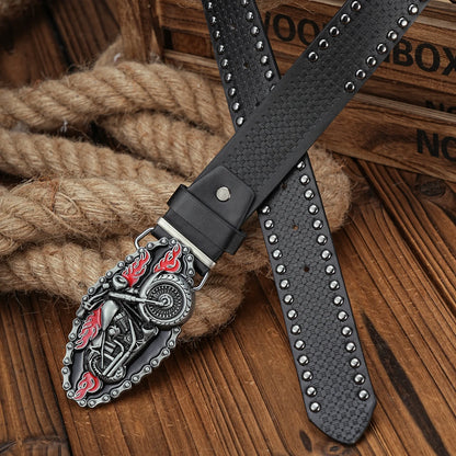 Motorcycle Engraved Buckle PU Leather Belts by RiderOut