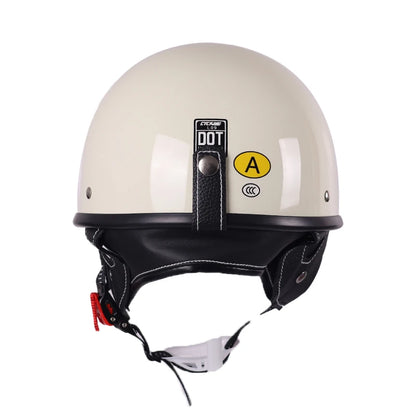 Ivory White Half Shell with Neck Warmer Motorcycle Helmet by RiderOut™