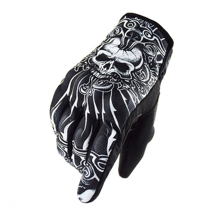 Skull Print Black Motorcycle Gloves by RiderOut™