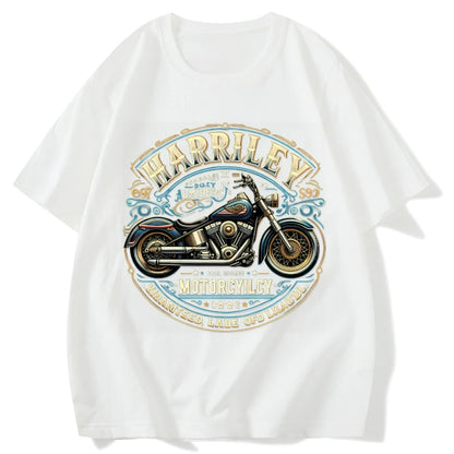 H D Print Motorcycle Cotton T-shirt by RiderOut™