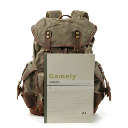 Outdoor Leather Canvas Backpack by RiderOut™