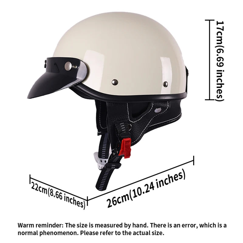 Ivory White Half Shell with Neck Warmer Motorcycle Helmet by RiderOut™