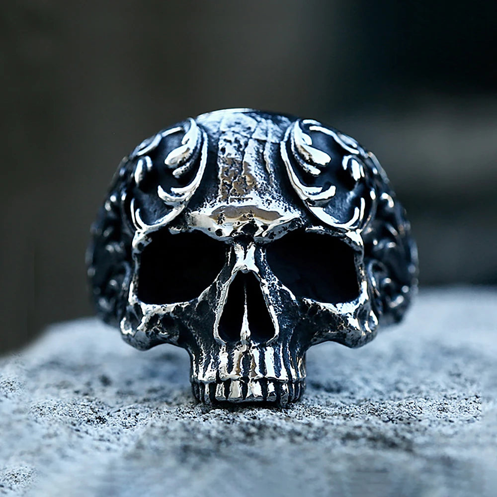 Vintage Gothic Carved Skull Ring by RiderOut™