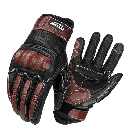 Vintage Leather Motorcycle Breathable Gloves by RiderOut™