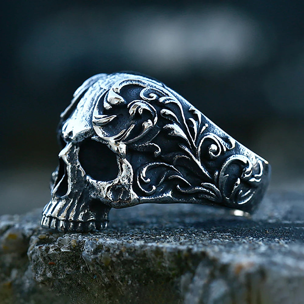 Vintage Gothic Carved Skull Ring by RiderOut™