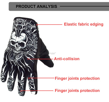 Skull Print Black Motorcycle Gloves by RiderOut™