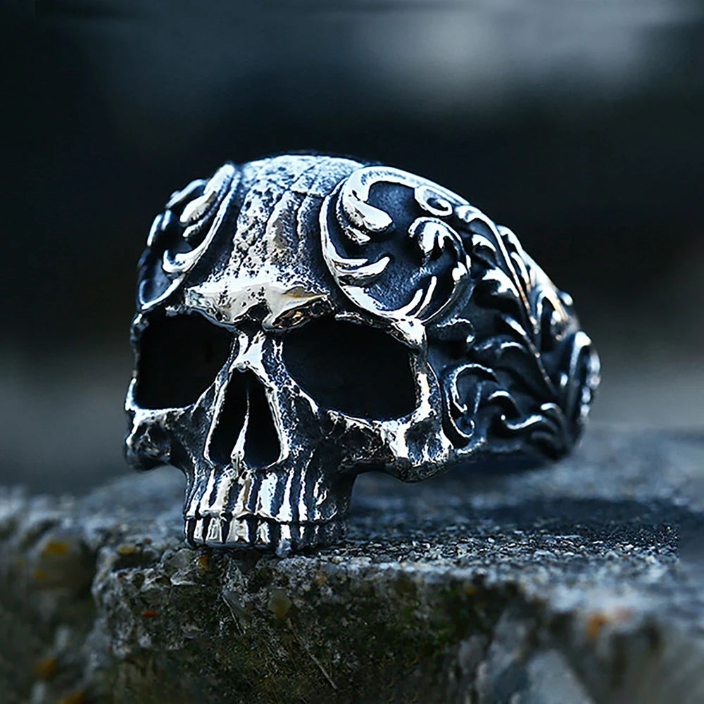 Vintage Gothic Carved Skull Ring by RiderOut™