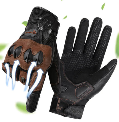 Genuine Sheepskin Leather Motorcycle Gloves by RiderOut™