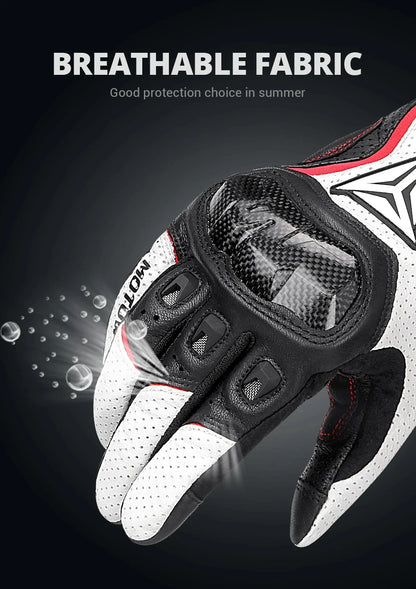 Breathable Leather Touchscreen Seasons Motorcycle Gloves by RiderOut™