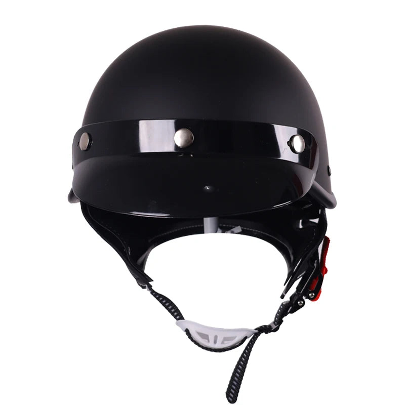 Black Half Shell with Neck Warmer Motorcycle Helmet by RiderOut™