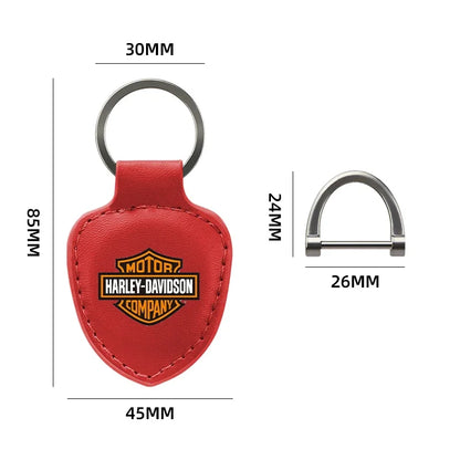 HD Motorcycle Shield Leather Key Rings Keychain by RiderOut™